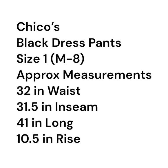 Chico's Dress Pants Women's Size 1 (0-2) Black High Rise Career Casual Stretch - Picture 6 of 9